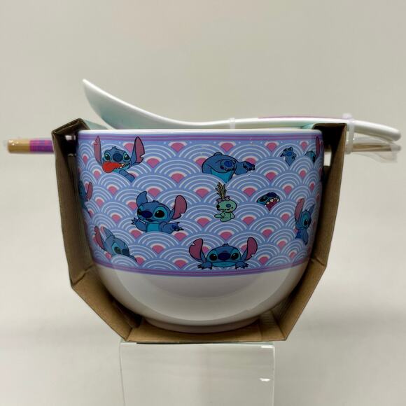 Disney Stitch & Lilo Ramen Ceramec Bowl Set with Chopsticks & Spoon 20 Oz. Bowl - Picture 4 of 12